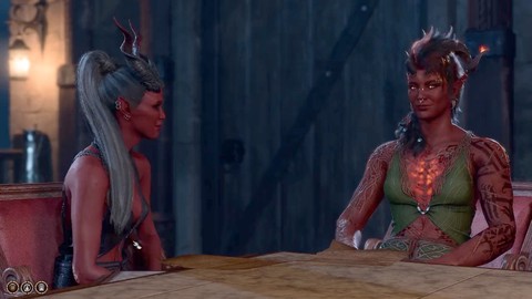 Un tiefling trans se acomoda con Karlach en un encuentro romántico