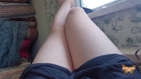 Smooth legs of a cute femboy strutting his fabulous white crossdresser body