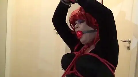 Sissy bondage, mistress dominating couple