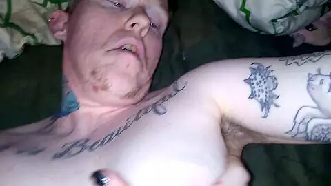 Hairy FTM Trans man pleasuring himself, pre-op and experiencing intense orgasms